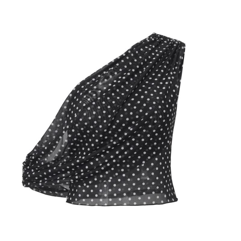 Fall-Ready Glam: Chic One-Shoulder Polka Dot Mesh Top – Perfect for Festive Season Style
