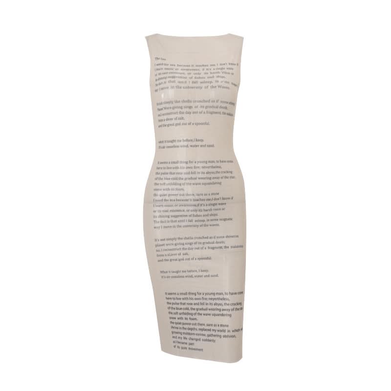 Autumn Narrative: Literary Text Print Sleeveless Midi Dress