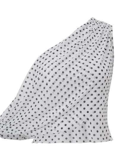 Fall-Ready Glam: Chic One-Shoulder Polka Dot Mesh Top – Perfect for Festive Season Style
