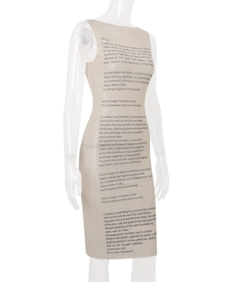 Autumn Narrative: Literary Text Print Sleeveless Midi Dress