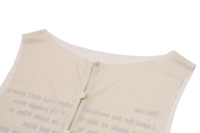 Autumn Narrative: Literary Text Print Sleeveless Midi Dress