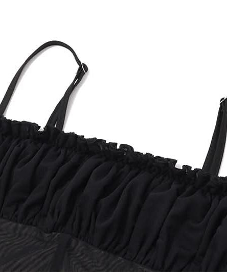 Sultry Siren Black Mesh Ruched Corset Cami & Asymmetrical Mini Skirt Set - Your Ultimate Fall Party & Clubwear