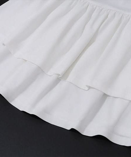 Flirty White Tube Mini Dress with Pink Lace & Bow - Tiered Ruffle Skirt for Parties & Vacations