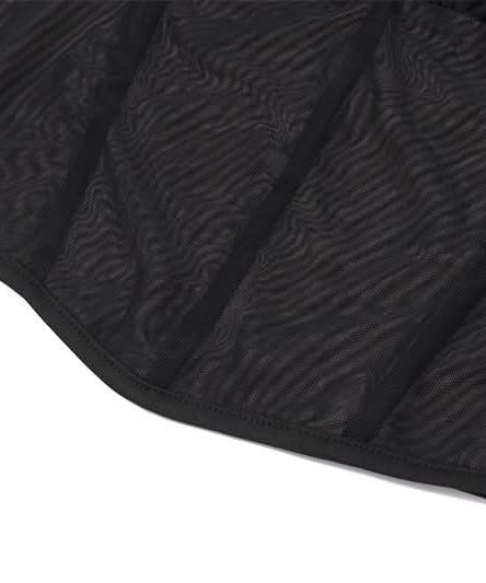 Sultry Siren Black Mesh Ruched Corset Cami & Asymmetrical Mini Skirt Set - Your Ultimate Fall Party & Clubwear