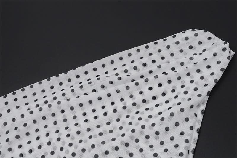 Fall-Ready Glam: Chic One-Shoulder Polka Dot Mesh Top – Perfect for Festive Season Style