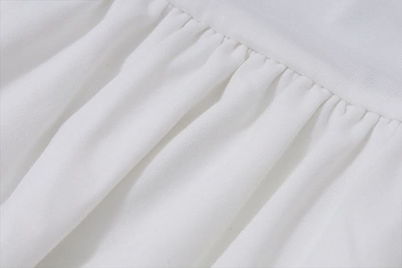 Flirty White Tube Mini Dress with Pink Lace & Bow - Tiered Ruffle Skirt for Parties & Vacations