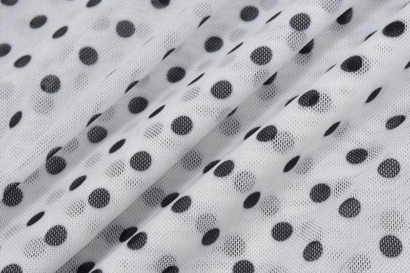 Fall-Ready Glam: Chic One-Shoulder Polka Dot Mesh Top – Perfect for Festive Season Style