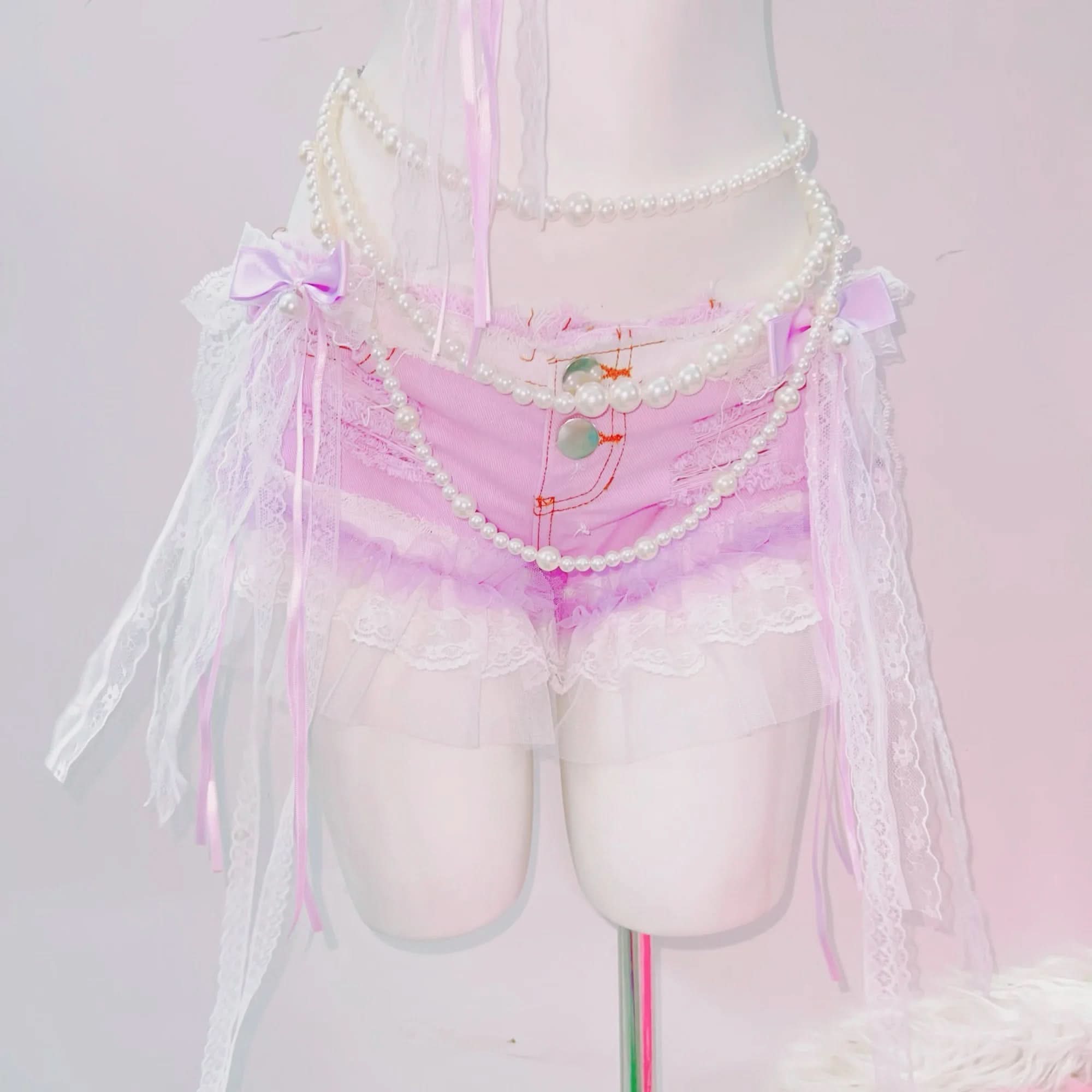 Enchanting Lavender Pearl & Lace Fantasy Lingerie Set | Autumn Boudoir Dream