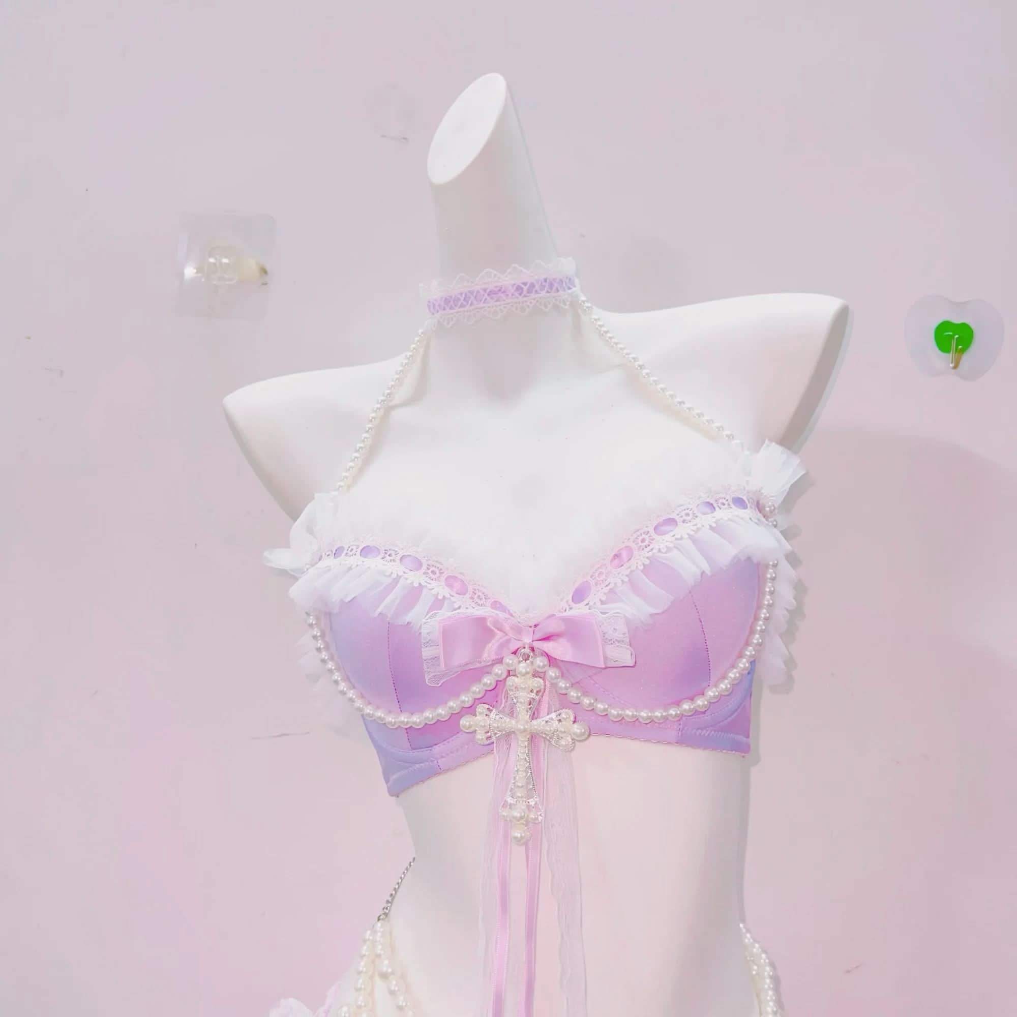 Enchanting Lavender Pearl & Lace Fantasy Lingerie Set | Autumn Boudoir Dream