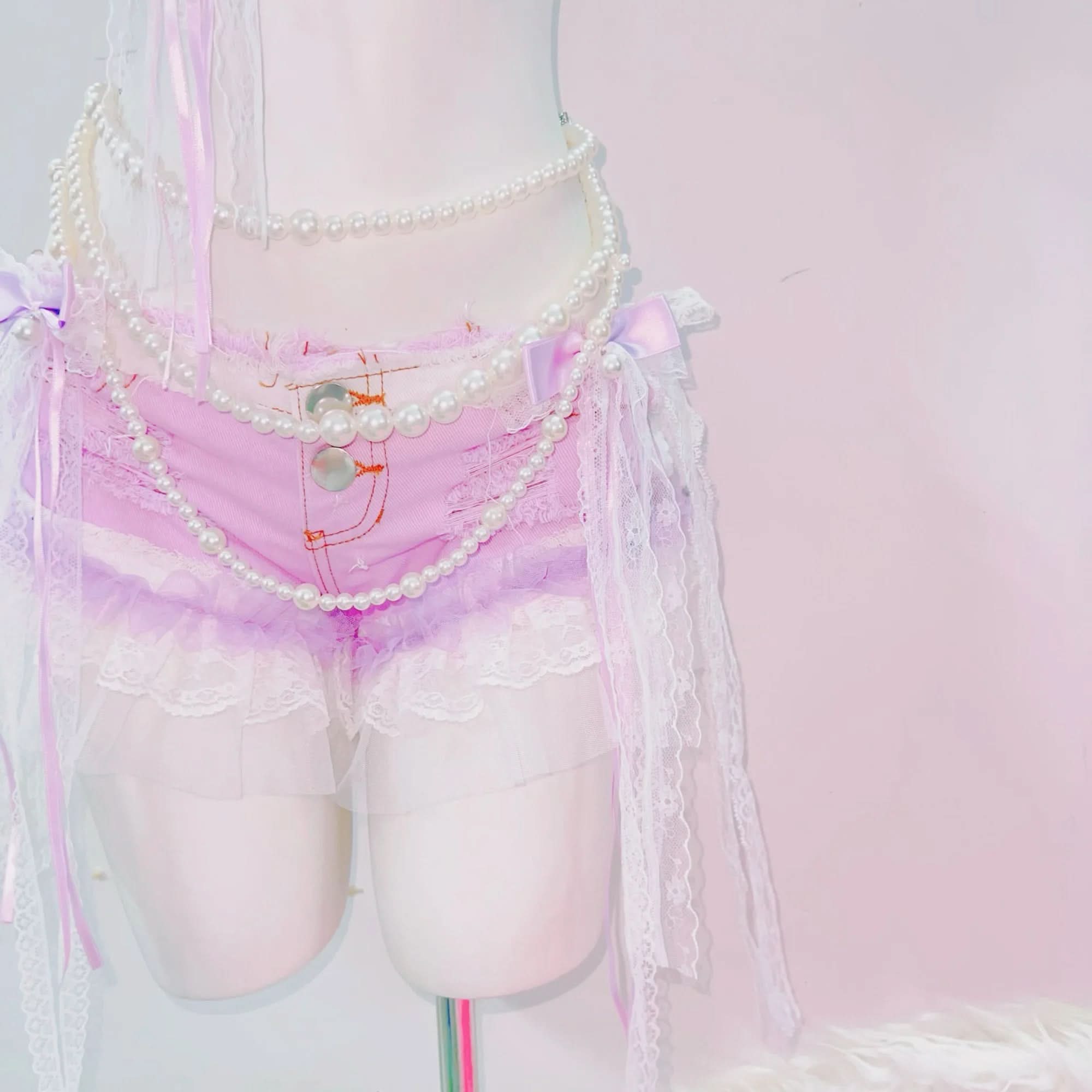 Enchanting Lavender Pearl & Lace Fantasy Lingerie Set | Autumn Boudoir Dream