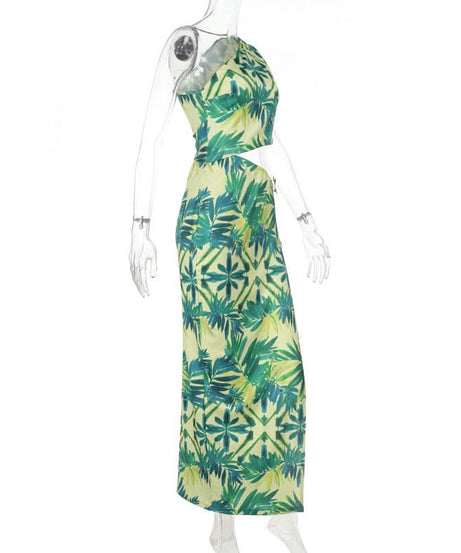Tropical Oasis One-Shoulder Cutout Maxi Dress - Your Chic Winter Escape & Resort Wear