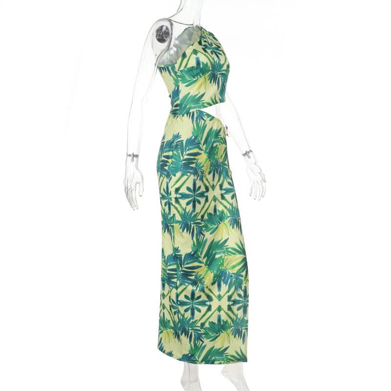 Tropical Oasis One-Shoulder Cutout Maxi Dress - Your Chic Winter Escape & Resort Wear