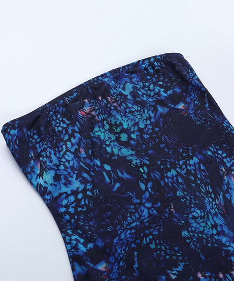 Electric Blue Abstract Print Backless Tube Mini Dress - Slay Fall Parties & Nights Out