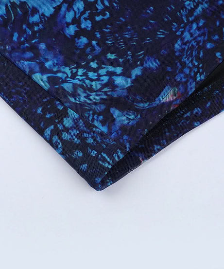 Electric Blue Abstract Print Backless Tube Mini Dress - Slay Fall Parties & Nights Out