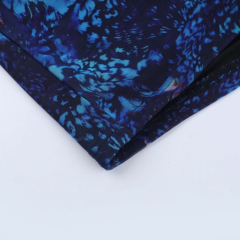 Electric Blue Abstract Print Backless Tube Mini Dress - Slay Fall Parties & Nights Out