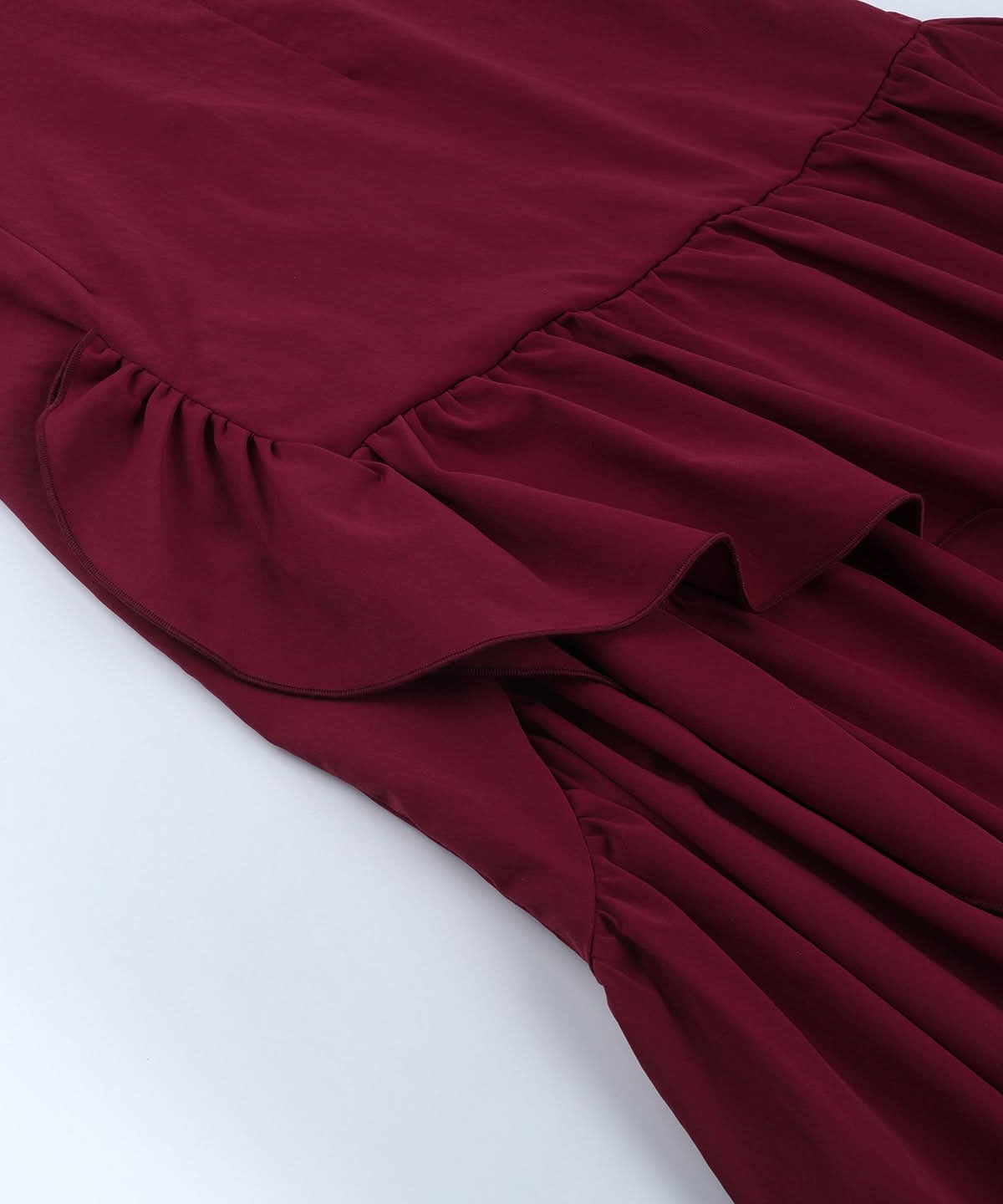 Elegant Wine Red Ruffle High-Low Maxi Dress | Chic Cross Back V-Neck for Fall & Holiday Celebrations