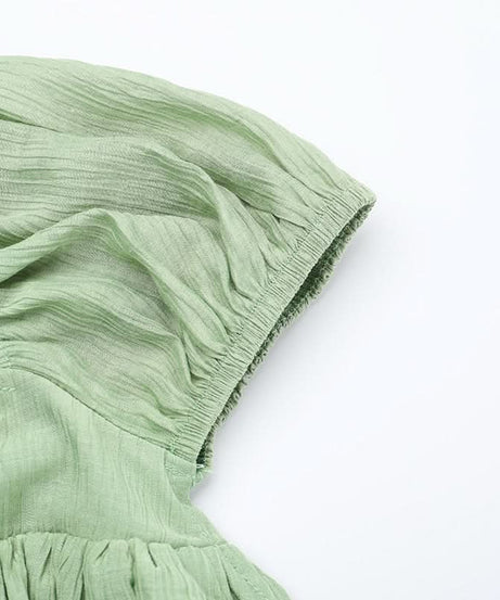 Cottagecore Chic Sage Green Smocked Maxi Dress with Puff Sleeves & Tie-Front Detail – Fall Transition & Beyond