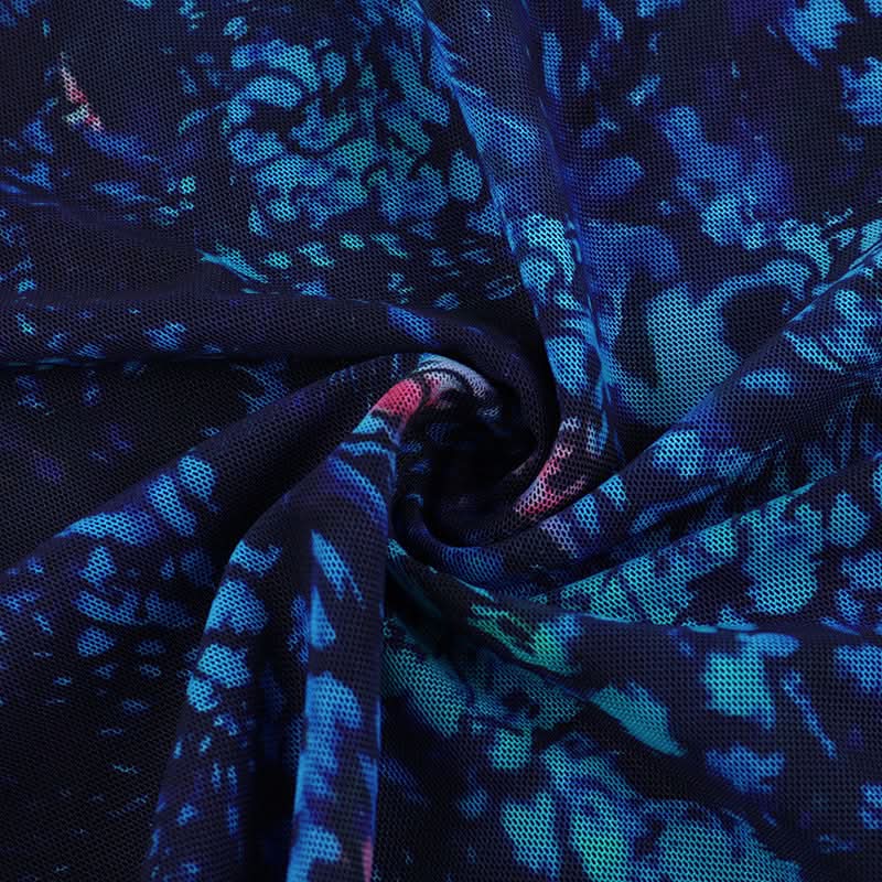 Electric Blue Abstract Print Backless Tube Mini Dress - Slay Fall Parties & Nights Out