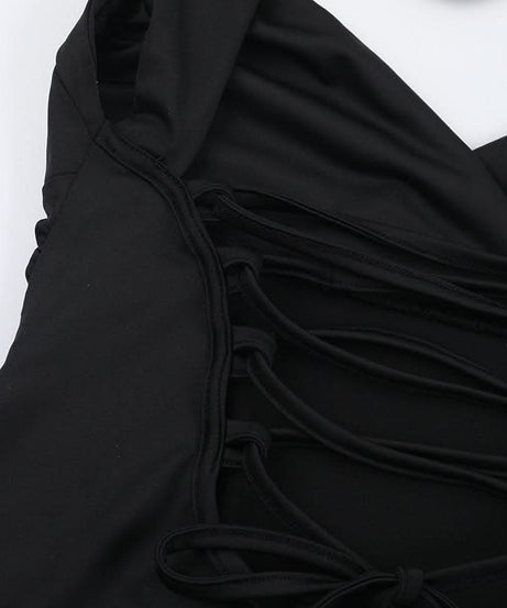 Chic Black Sweetheart Self-Tie Maxi Dress | Elegant Fall & Holiday Party Gown for Women