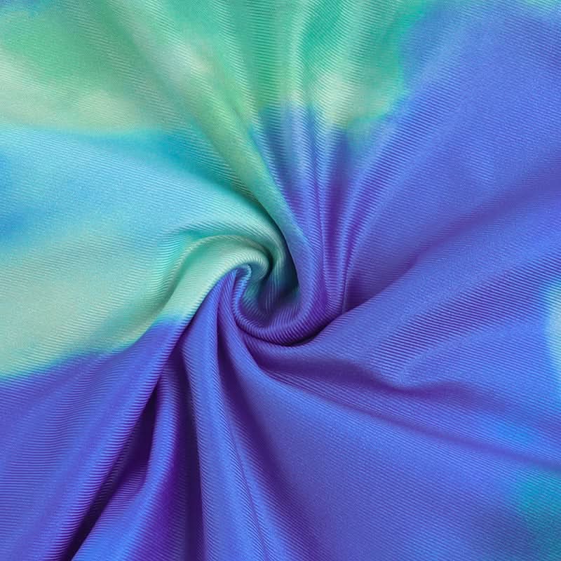 Vibrant Blue Green Ruffle Maxi Dress with Side Slits & Self-Tie - Your Perfect Holiday Escape Essential