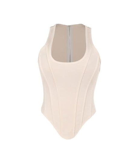 Sculpt & Shine: U-Neck Front Zip Corset Tank Top – Your Fall Layering Essential