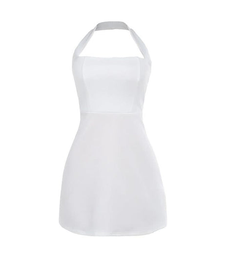 Stunning White Halter Mini Dress - Effortlessly Chic for Fall Parties & Halloween