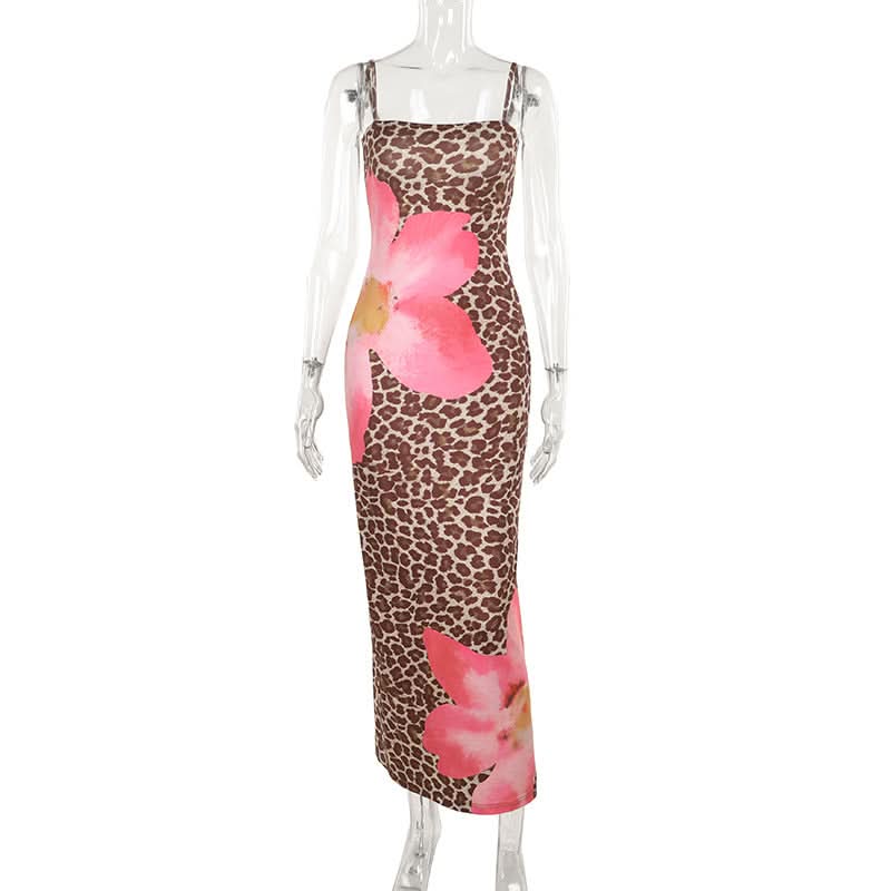 Wild Bloom Leopard & Pink Floral Cami Maxi Dress | Effortless Fall Style