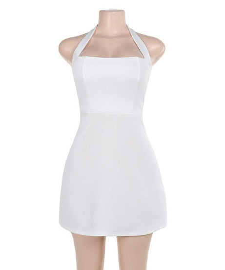 Stunning White Halter Mini Dress - Effortlessly Chic for Fall Parties & Halloween