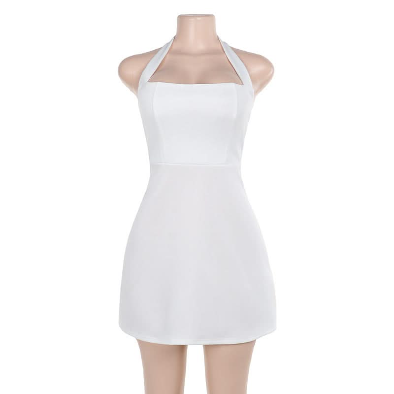 Stunning White Halter Mini Dress - Effortlessly Chic for Fall Parties & Halloween