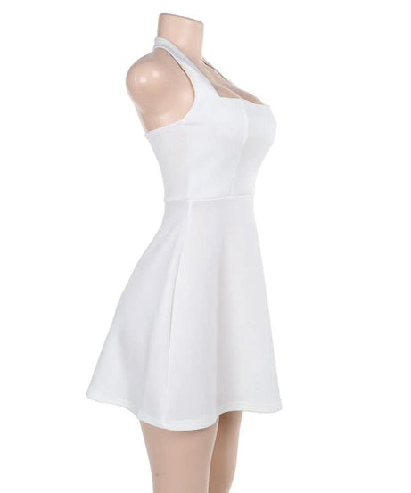 Stunning White Halter Mini Dress - Effortlessly Chic for Fall Parties & Halloween