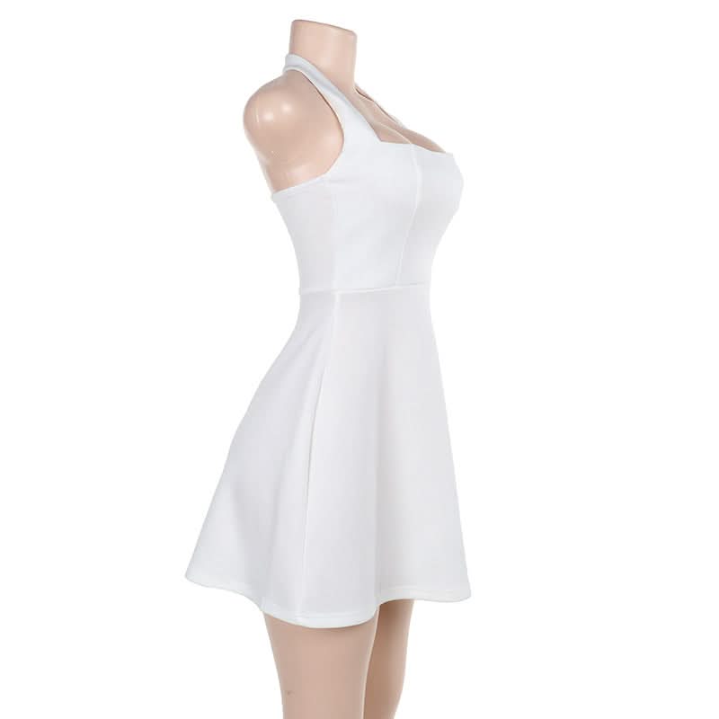 Stunning White Halter Mini Dress - Effortlessly Chic for Fall Parties & Halloween