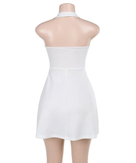 Stunning White Halter Mini Dress - Effortlessly Chic for Fall Parties & Halloween