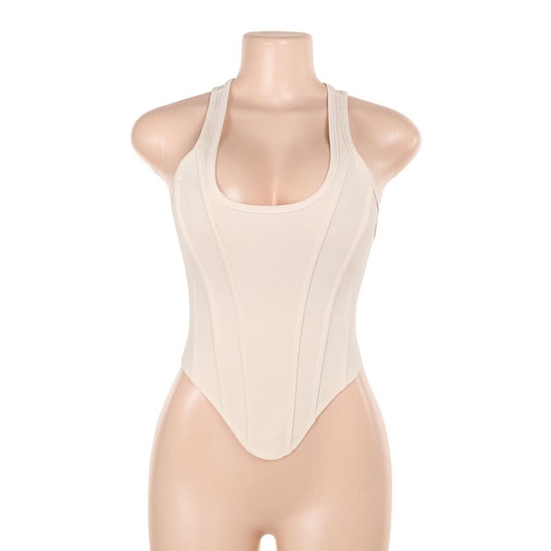 Sculpt & Shine: U-Neck Front Zip Corset Tank Top – Your Fall Layering Essential