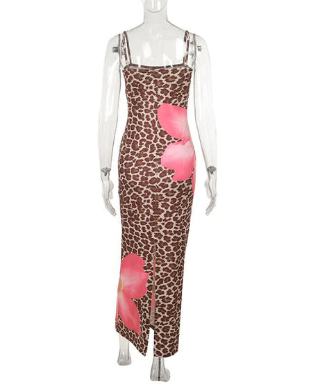 Wild Bloom Leopard & Pink Floral Cami Maxi Dress | Effortless Fall Style