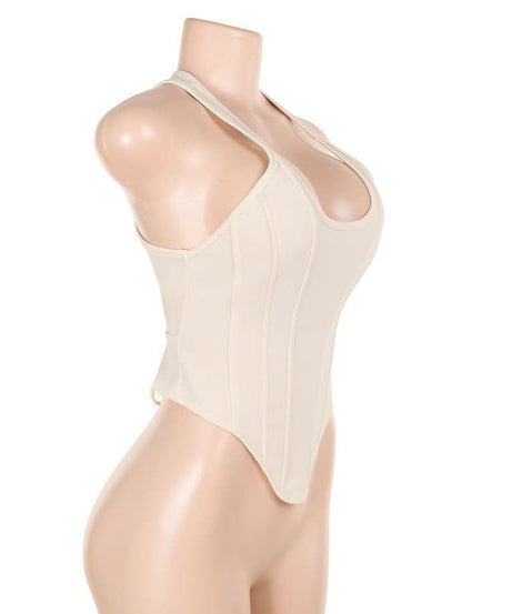 Sculpt & Shine: U-Neck Front Zip Corset Tank Top – Your Fall Layering Essential