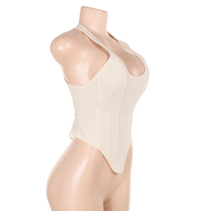 Sculpt & Shine: U-Neck Front Zip Corset Tank Top – Your Fall Layering Essential