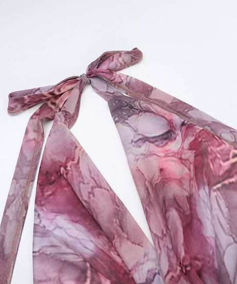 Effortless Elegance: Halter Cowl Neck Marbled Mesh Maxi Dress - Your Go-To for Fall Events & Chic Getaways