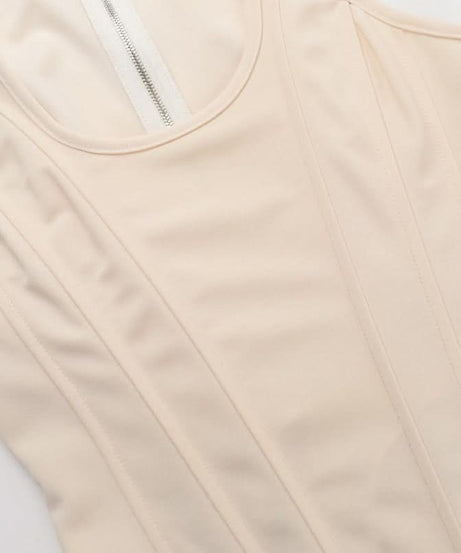 Sculpt & Shine: U-Neck Front Zip Corset Tank Top – Your Fall Layering Essential