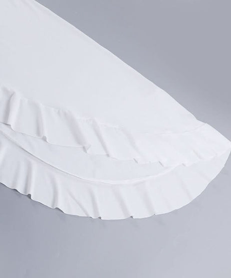 Effortless White Halter Ruffle Midi Dress - Chic Asymmetrical Design for Resort & Special Occasions