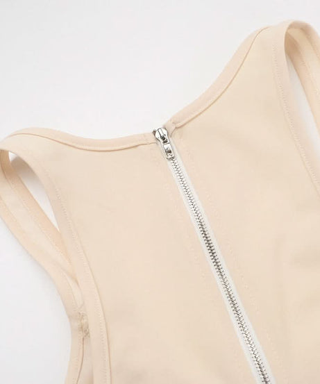 Sculpt & Shine: U-Neck Front Zip Corset Tank Top – Your Fall Layering Essential