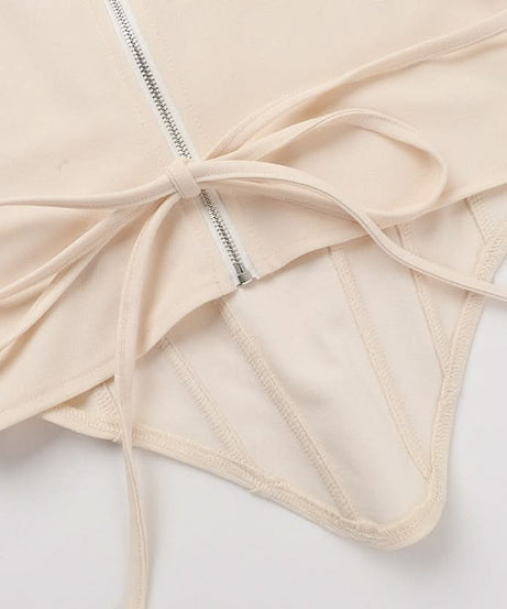 Sculpt & Shine: U-Neck Front Zip Corset Tank Top – Your Fall Layering Essential