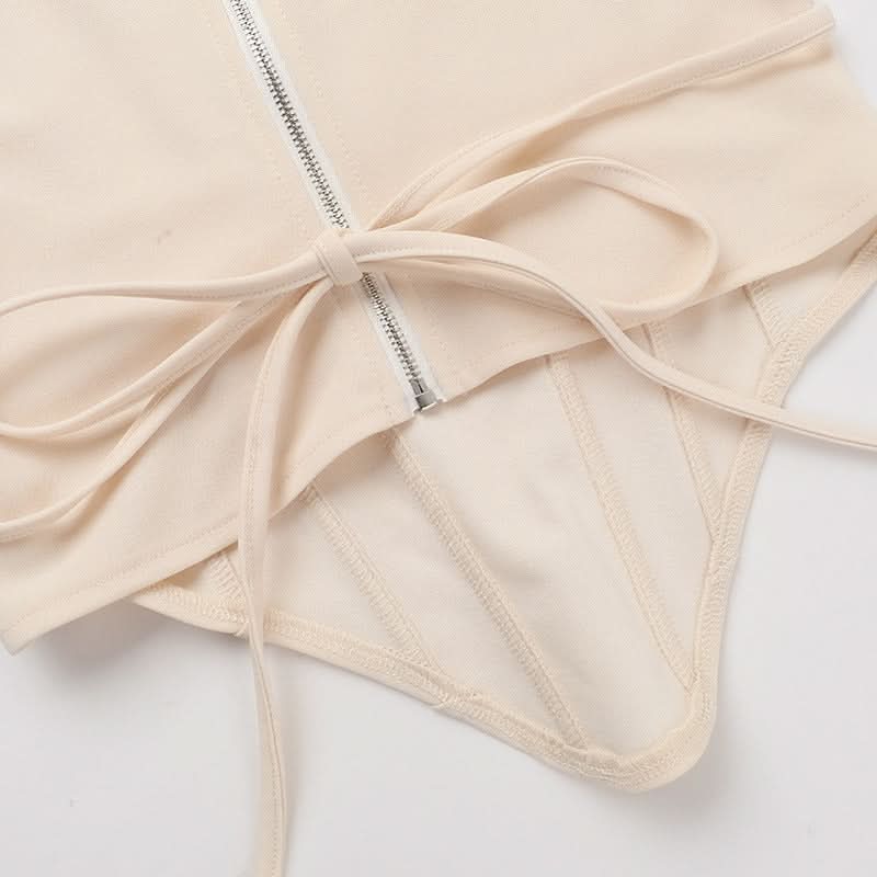 Sculpt & Shine: U-Neck Front Zip Corset Tank Top – Your Fall Layering Essential