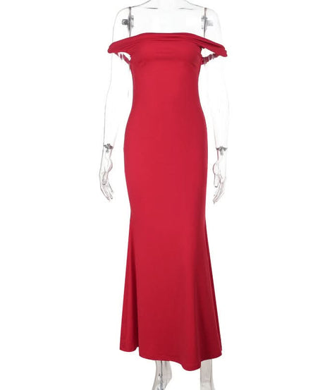 Siren Red Off-the-Shoulder Mermaid Gown - Fall & Holiday Party Elegance