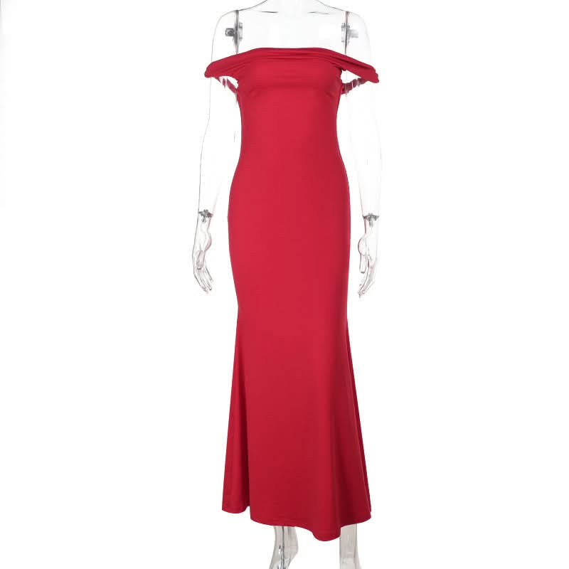 Siren Red Off-the-Shoulder Mermaid Gown - Fall & Holiday Party Elegance