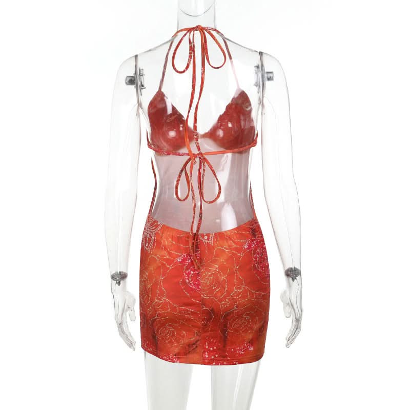 Radiant Rose Halter Mini Dress: Fall Festivities & Holiday Sparkle