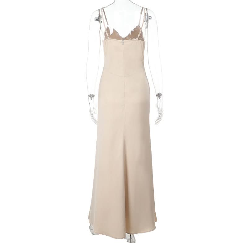 Timeless Champagne V-Neck Corset Bodice Maxi Dress - Fall Wedding & Holiday Gala Ready