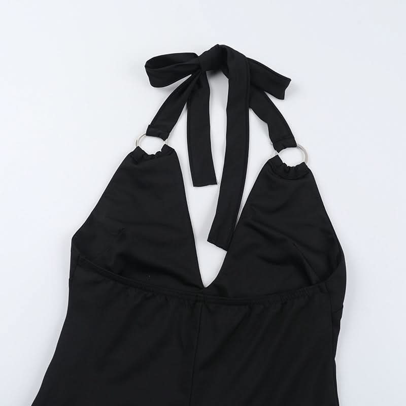 Sleek O-Ring Halter V-Neck Jumpsuit - Effortless Fall & Holiday Chic