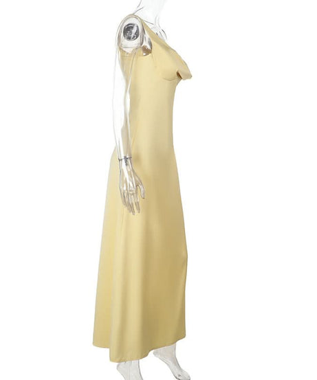 Champagne Dreams: One Shoulder Cowl Neck Satin Maxi Dress - Fall & Holiday Party Glam