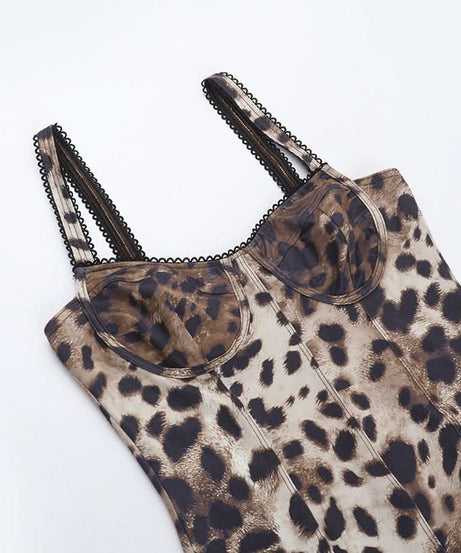 Untamed Chic: Leopard Print Sweetheart Cami Midi Dress - Fall & Holiday Party Essential