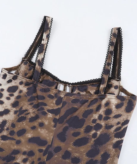 Untamed Chic: Leopard Print Sweetheart Cami Midi Dress - Fall & Holiday Party Essential